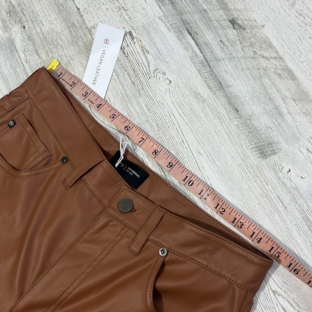 AG Adriano Goldschmied Alexxis Straight High- Rise Vintage Fit Leather Pants - Picture 11 of 14